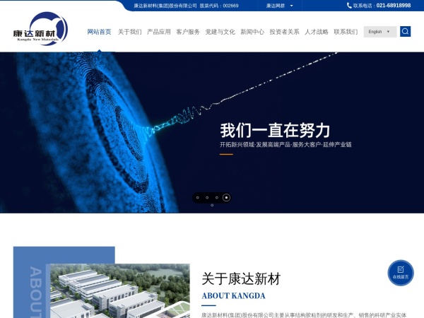 康达新材料(集团)股份有限公司 官网截图